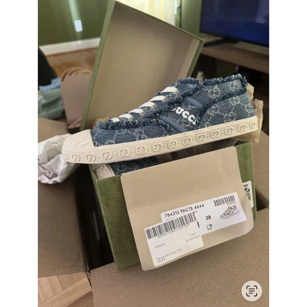 Gucci Women’s Blue Denim GG Logo Sneakers Size EU 38